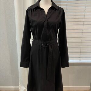 Calvin Klein Black Long Sleeve Belted Dress
